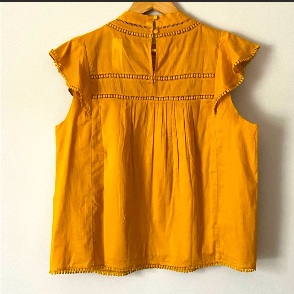 NWOT J.Crew Mustard Crochet Embroidered Top XS - Picture 2 of 12